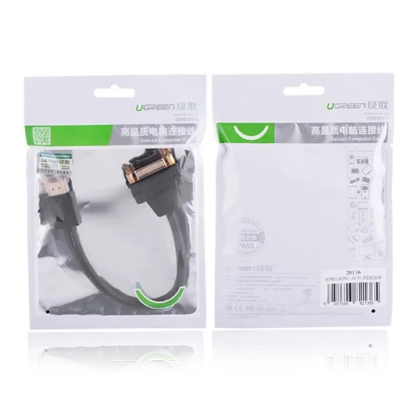 Ugreen cable cable adapter adapter DVI 24 + 5 pin (female) - HDMI (male) 22 cm black (20136)eng