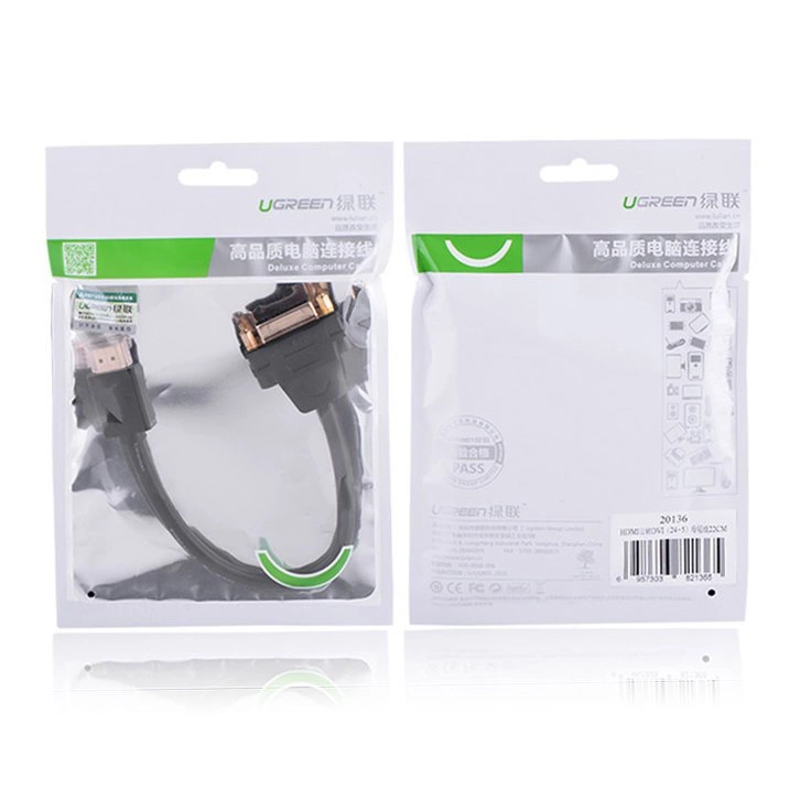 Ugreen cable cable adapter adapter DVI 24 + 5 pin (female) - HDMI (male) 22 cm black (20136)eng