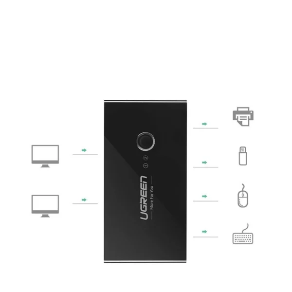 Ugreen switch box HUB switch 4x USB 3.2 Gen 1 USB splitter for two computers black (US216 30768)eng