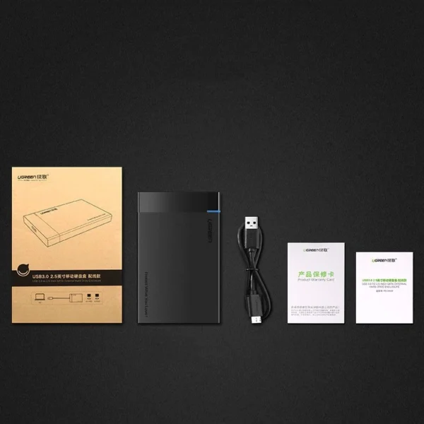 Ugreen bay for HDD SSD disk housing 2.5 '' SATA USB 3.2 Gen 1 (5 Gbps) micro USB SuperSpeed + 0.5 m cable black (US221 30848)eng