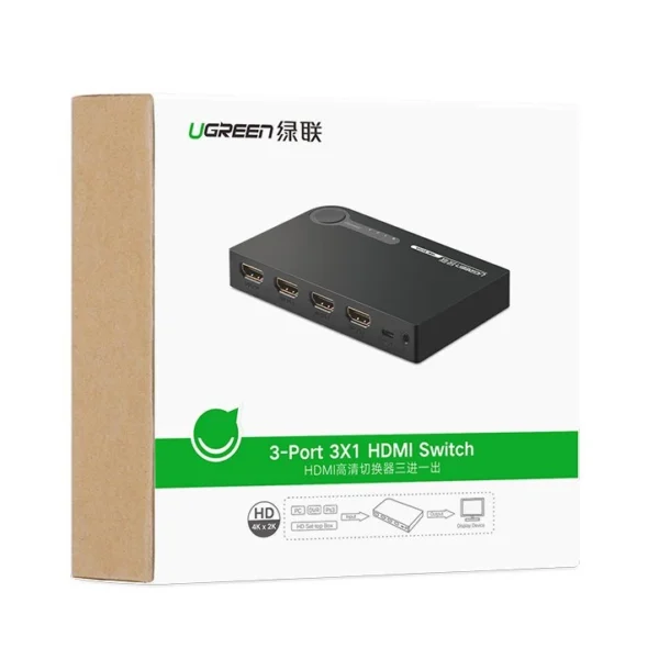 Ugreen switch splitter switch HDMI - 3x HDMI 3D 4K 7.5 Gbps 36 bit per channel black (40234)eng