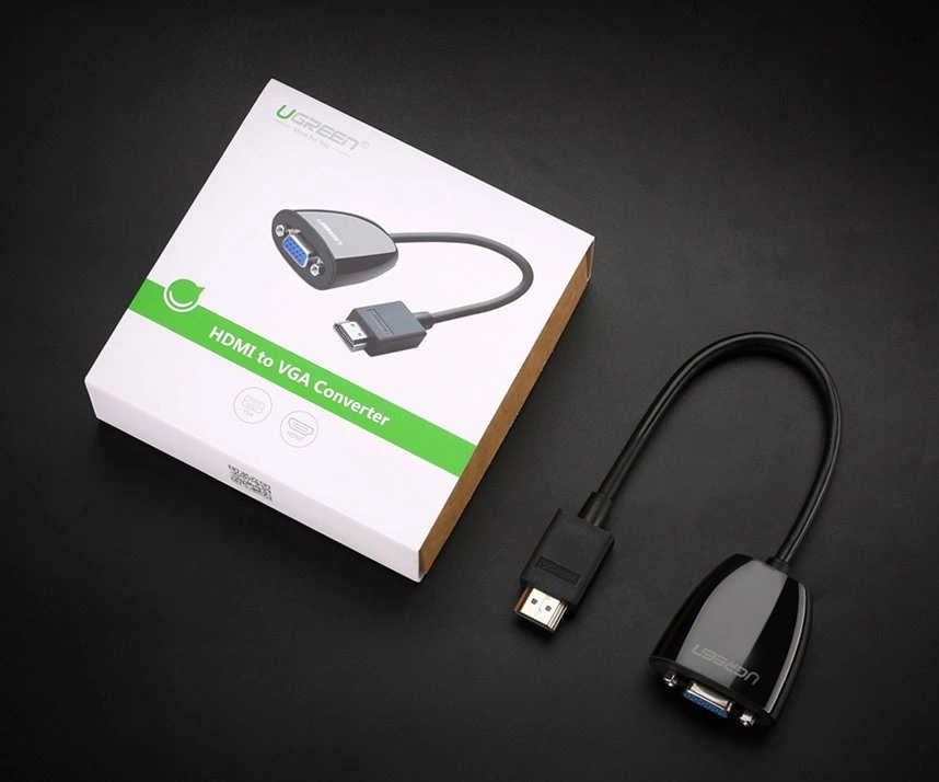 Ugreen Cable Cord Adapter Unidirectional HDMI (Male) to VGA (Female) FHD Black (MM105 40253)eng