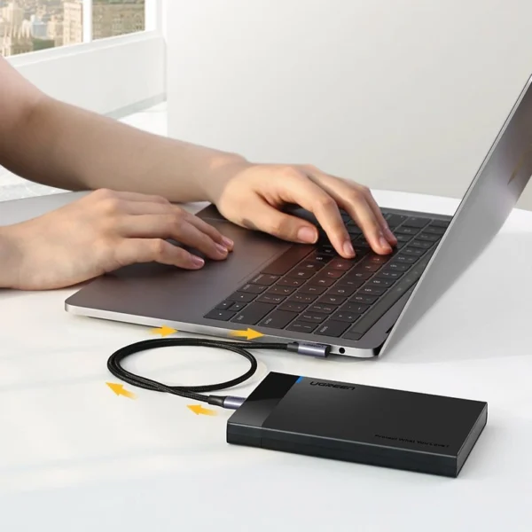 Ugreen US255 50125 USB-C (straight) / USB-C (angled) PD QC cable 60W 3A 2m - grayeng