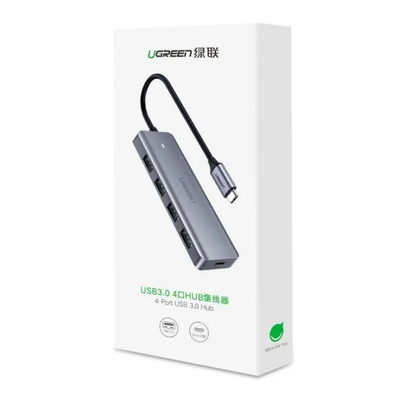 Ugreen USB Type C HUB - 4x USB 3.2 Gen 1 with USB-C power port gray (CM219 70336)eng