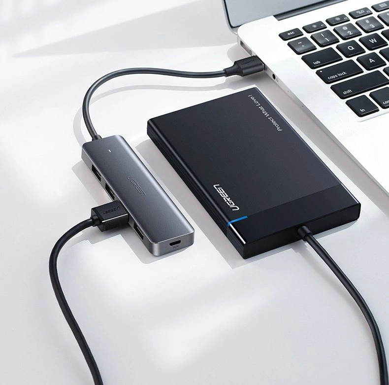 Ugreen USB Type C HUB - 4x USB 3.2 Gen 1 with USB-C power port gray (CM219 70336)eng