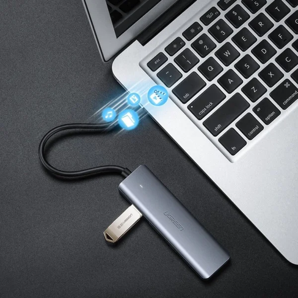 Ugreen USB Type C HUB - 4x USB 3.2 Gen 1 with USB-C power port gray (CM219 70336)eng