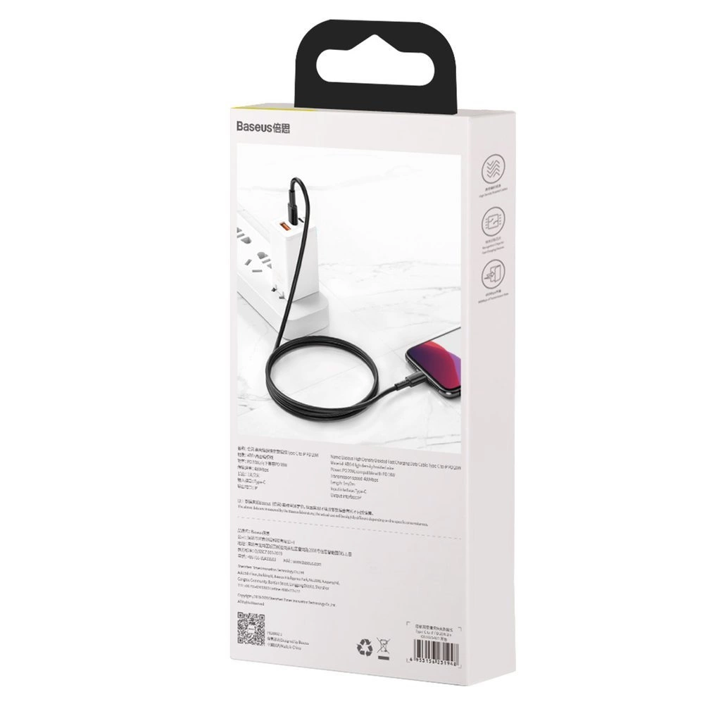 Baseus CATLGD-A01 Lightning - USB-C PD 20W 480Mb/s 2m cable - blackeng