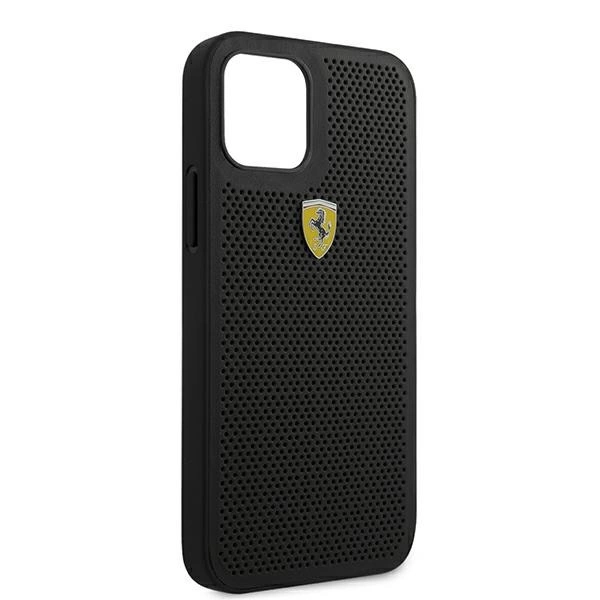 Ferrari FESPEHCP12LBK iPhone 12 Pro Max 6.7" black/black hardcase On Track Perforatedeng