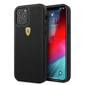 Ferrari FESPEHCP12MBK iPhone 12/12 Pro 6.1" black/black hardcase On Track Perforatedeng