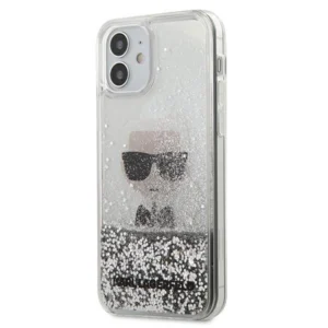 Karl Lagerfeld Ikonik Liquid Glitter case for iPhone 12 mini - silvereng