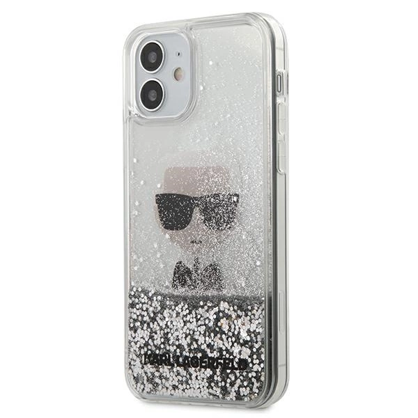 Karl Lagerfeld Ikonik Liquid Glitter case for iPhone 12 mini - silvereng