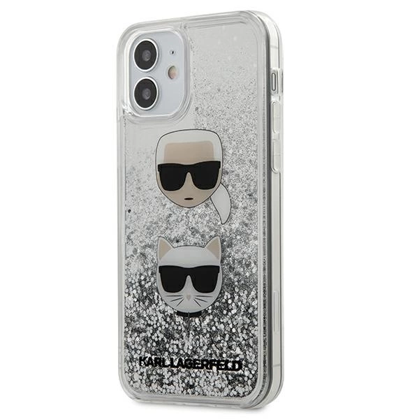 Karl Lagerfeld KLHCP12SKCGLSL iPhone 12 mini 5,4" srebrny/silver hardcase Liquid Glitter Karl&Choupetteeng