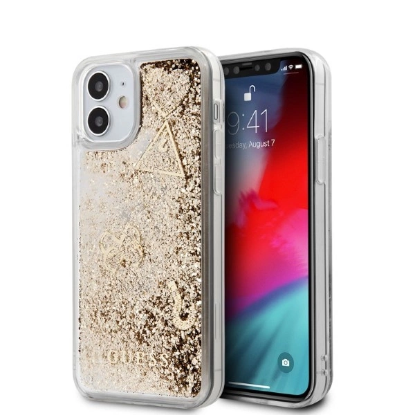 Guess GUHCP12SGLHFLGO iPhone 12 mini 5,4" gold/złoty hardcase Glitter Charmseng