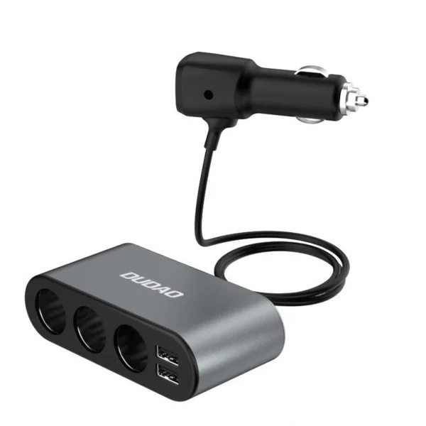 Dudao car charger 2x USB / 3x cigarette lighter splitter black (R1Pro black)eng