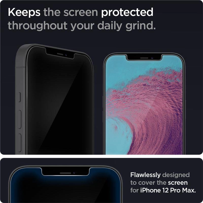 Spigen Glas.tR EZ Fit Tempered Glass for iPhone 12 Pro Max - 2 pcs.eng