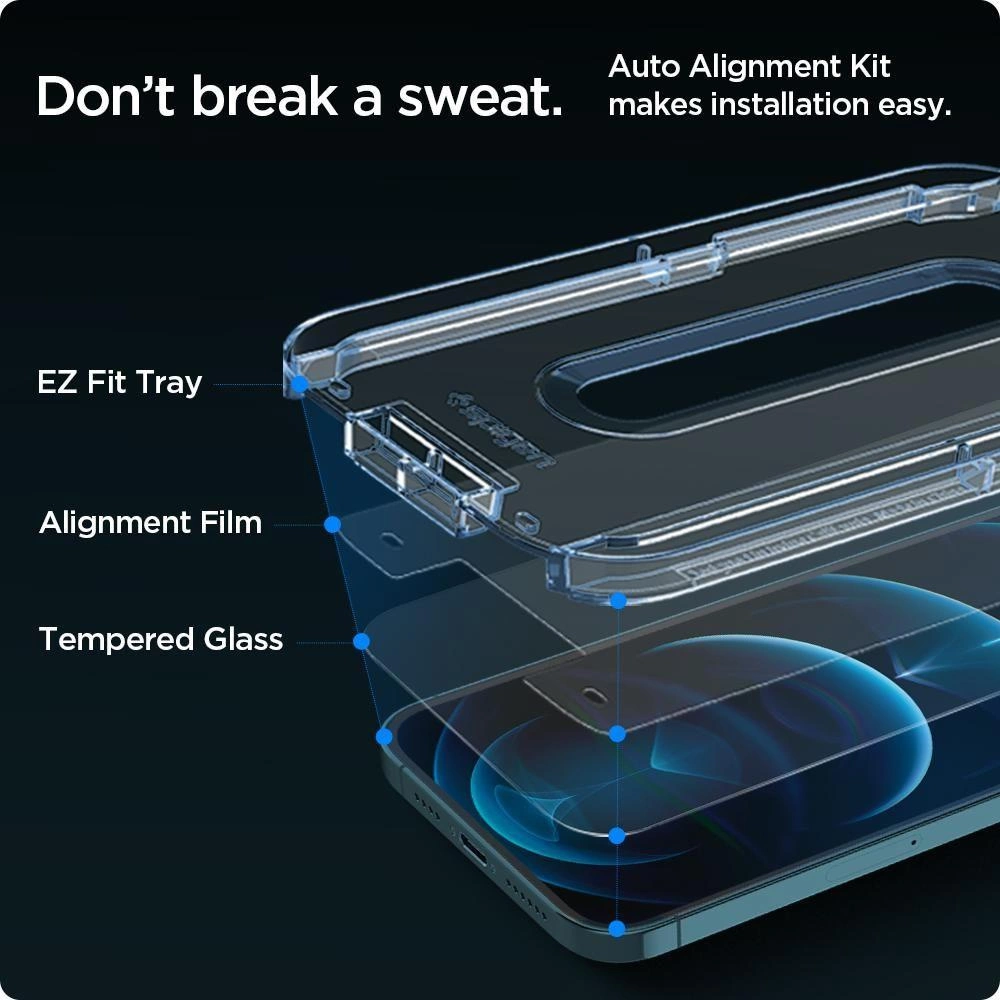 Spigen Glas.tR EZ Fit Tempered Glass for iPhone 12 Pro Max - 2 pcs.eng