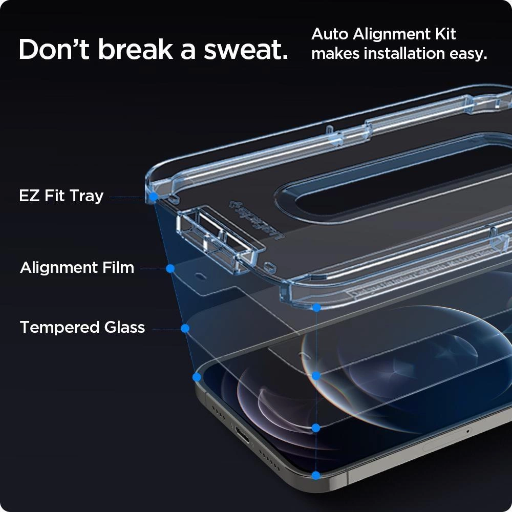 Spigen Glas.tR EZ Fit Tempered Glass for iPhone 12 / iPhone 12 Pro - 2 pcs.eng