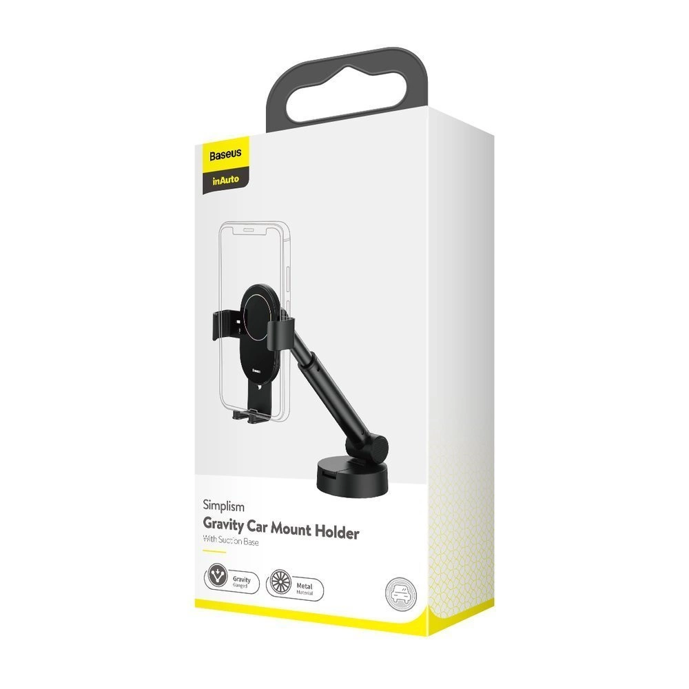 [AFTER RETURN] Baseus telescopic gravity car holder for windshield, dashboard black (SUYL-JY01)eng
