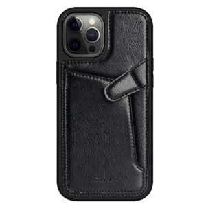 Nillkin Aoge Leather Case Flexible Armored Genuine Leather Case with Pocket for iPhone 12 Mini Blackeng