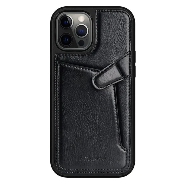 Nillkin Aoge Leather Case Flexible Armored Genuine Leather Case with Pocket for iPhone 12 Mini Blackeng