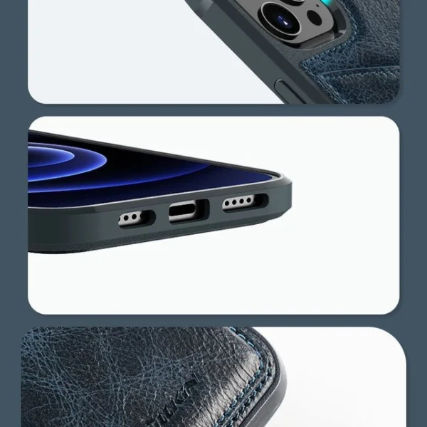 Nillkin Aoge Leather Case Flexible Armored Genuine Leather Case with Pocket for iPhone 12 Mini Blackeng