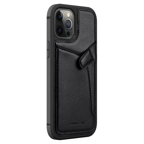 Nillkin Aoge Leather Case Flexible Armored Genuine Leather Case with Pocket for iPhone 12 Mini Blackeng
