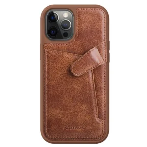 Nillkin Aoge Leather Case flexible armored genuine leather case with pocket for iPhone 12 mini browneng