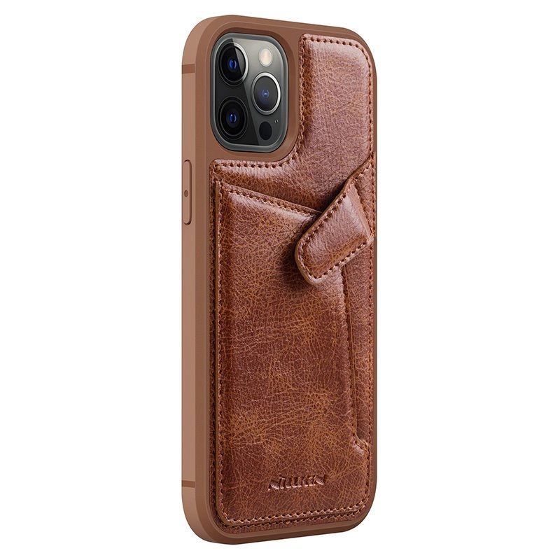 Nillkin Aoge Leather Case flexible armored genuine leather case with pocket for iPhone 12 mini browneng