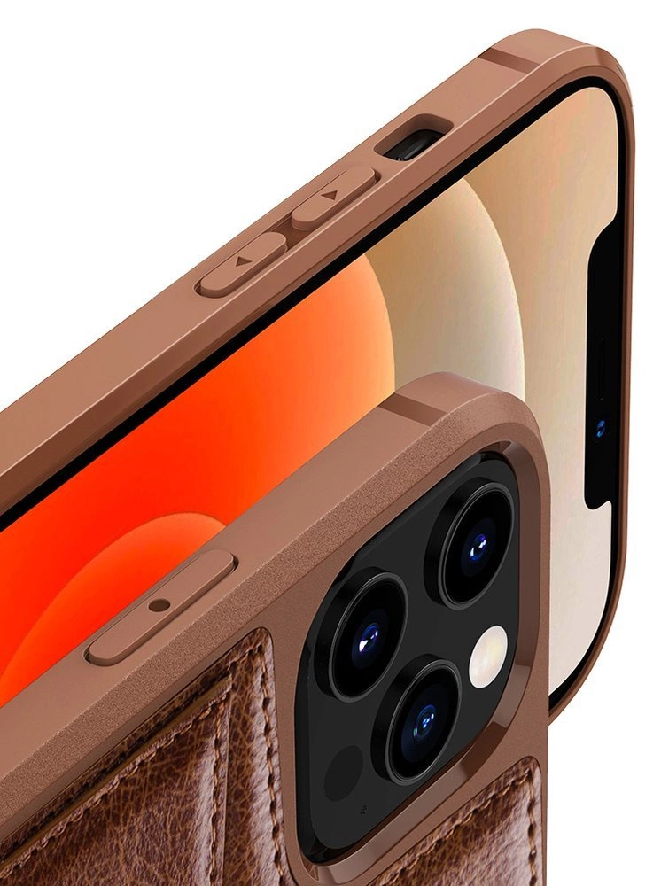 Nillkin Aoge Leather Case flexible armored genuine leather case with pocket for iPhone 12 mini browneng