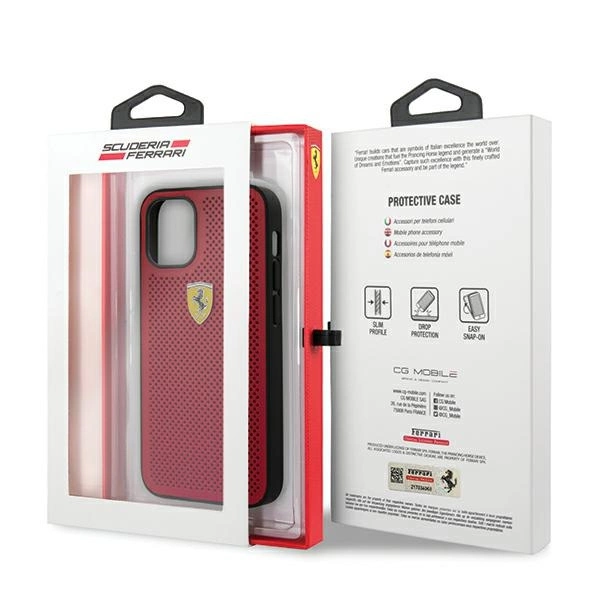 Ferrari FESPEHCP12SRE iPhone 12 mini 5.4" red/red hardcase On Track Perforatedeng