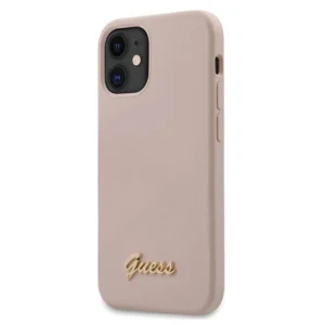 Guess GUHCP12SLSLMGLP iPhone 12 mini 5.4" light pink/light pink hardcase Silicone Script Gold Logoeng