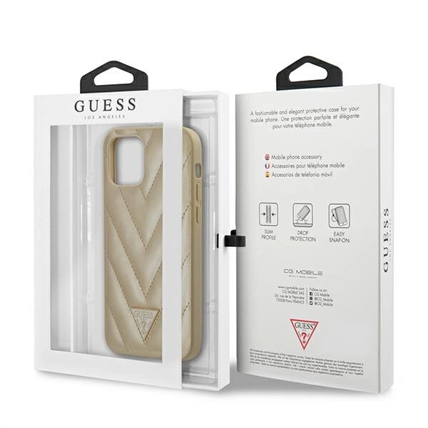 Guess GUHCP12SPUVQTMLBE iPhone 12 mini 5.4" gold/gold hardcase V-Quilted Collectioneng
