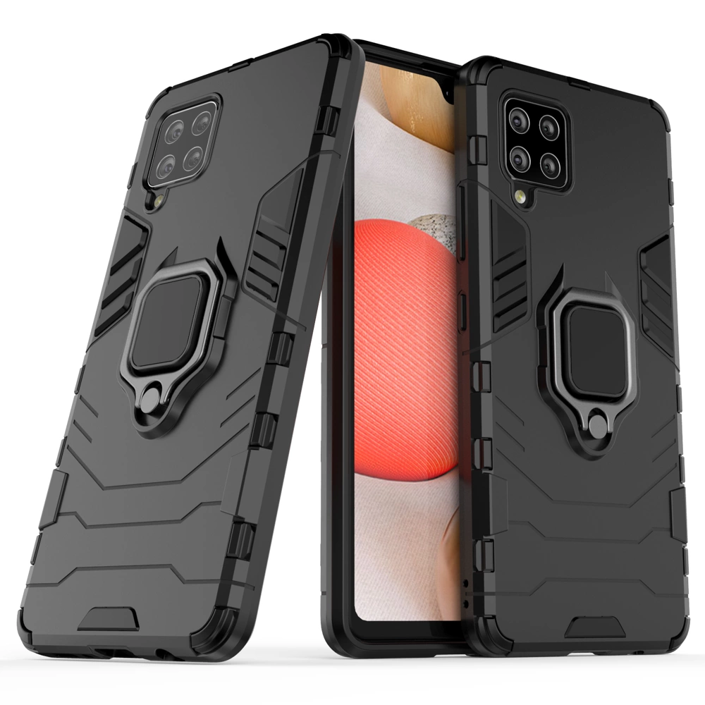 Ring Armor Case Kickstand Tough Rugged Cover for Samsung Galaxy A42 5G blackeng