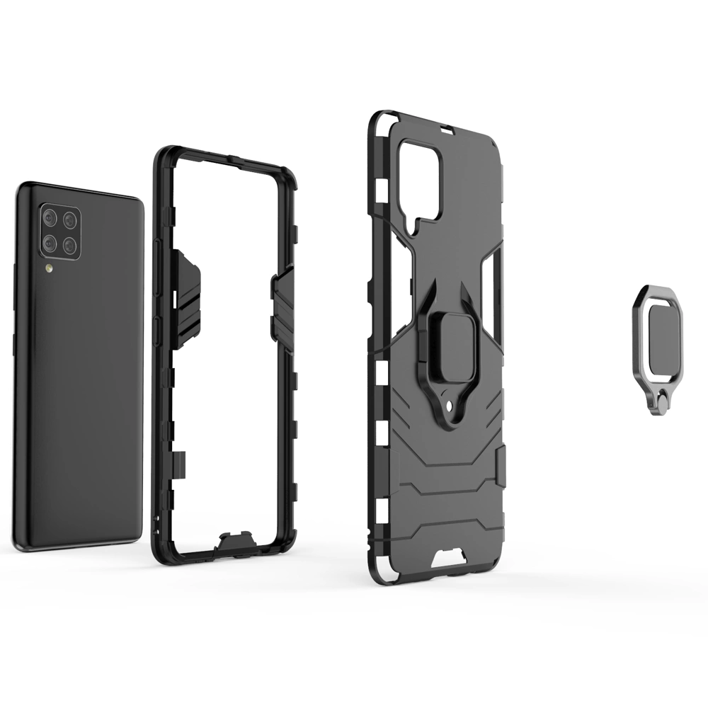 Ring Armor Case Kickstand Tough Rugged Cover for Samsung Galaxy A42 5G blackeng