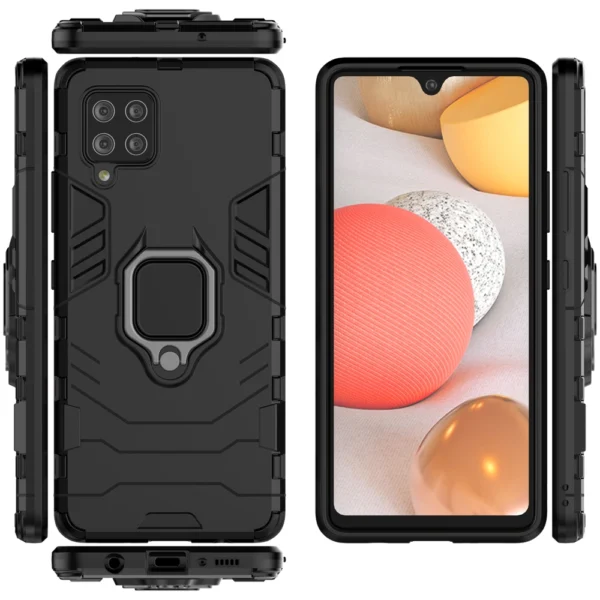 Ring Armor Case Kickstand Tough Rugged Cover for Samsung Galaxy A42 5G blackeng