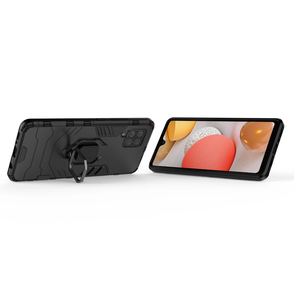 Ring Armor Case Kickstand Tough Rugged Cover for Samsung Galaxy A42 5G blackeng