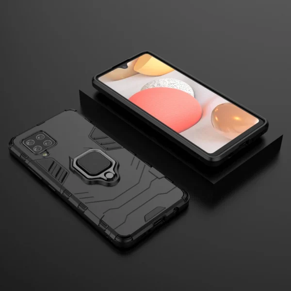 Ring Armor Case Kickstand Tough Rugged Cover for Samsung Galaxy A42 5G blackeng