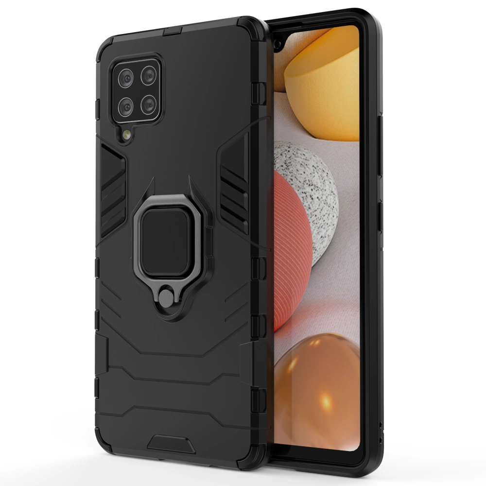 Ring Armor Case Kickstand Tough Rugged Cover for Samsung Galaxy A42 5G blackeng