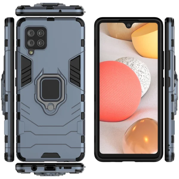 Ring Armor Case Kickstand Tough Rugged Cover for Samsung Galaxy A42 5G blueeng