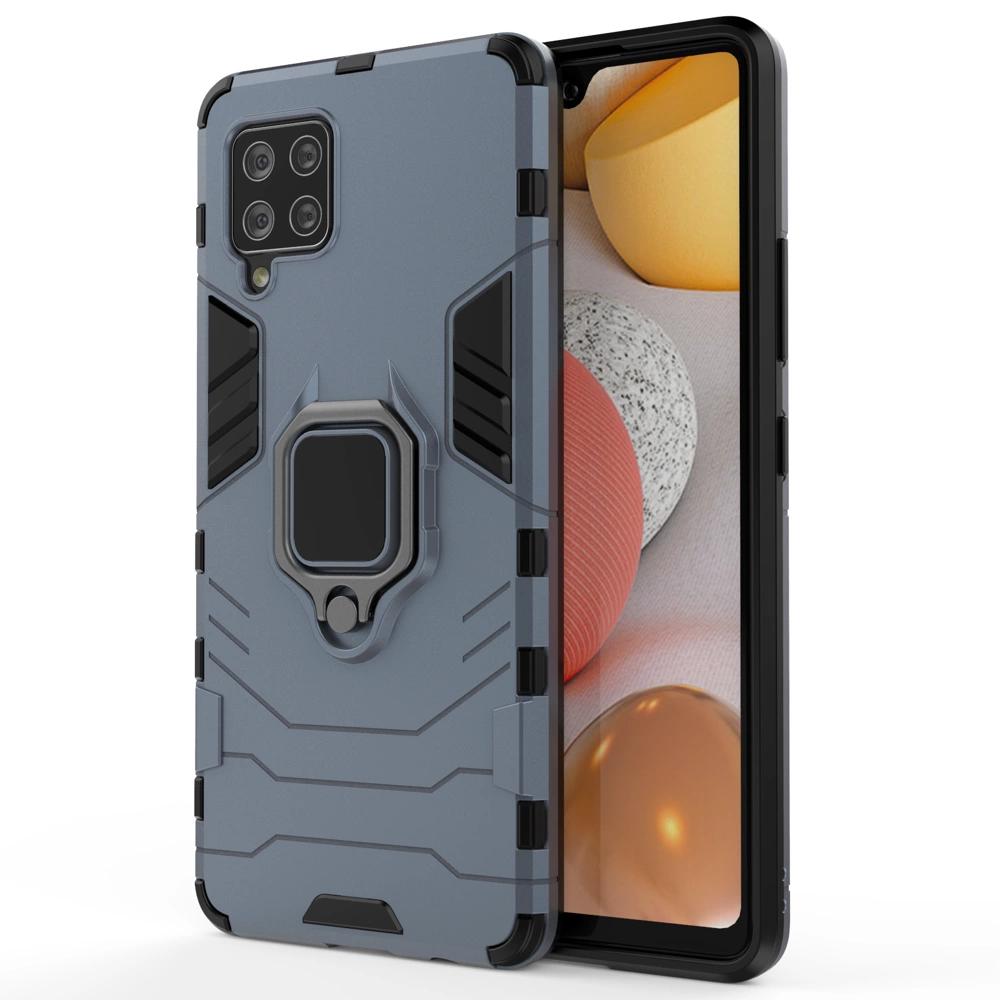 Ring Armor Case Kickstand Tough Rugged Cover for Samsung Galaxy A42 5G blueeng