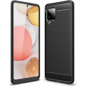 Carbon Case Flexible Cover TPU Case for Samsung Galaxy A42 5G blackeng