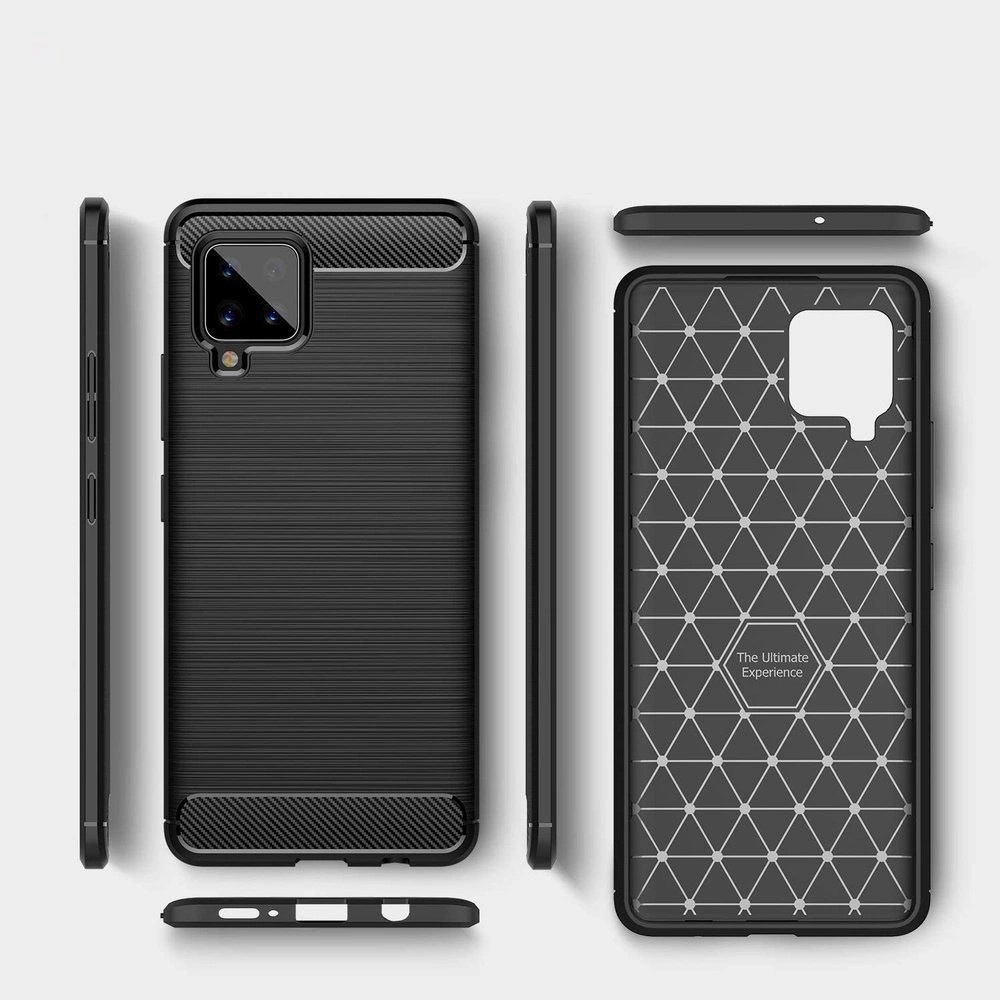 Carbon Case Flexible Cover TPU Case for Samsung Galaxy A42 5G blackeng