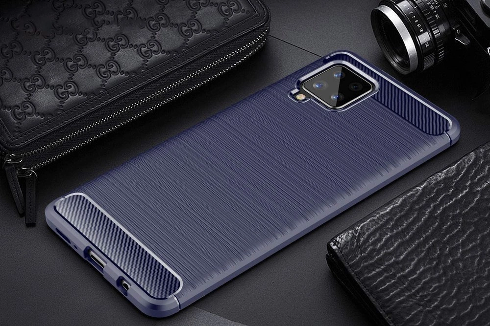 Carbon Case Flexible Cover TPU Case for Samsung Galaxy A42 5G blueeng