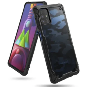 Ringke Fusion X Design durable PC Case with TPU Bumper for Samsung Galaxy M51 Camo Black (XDSG0043)eng