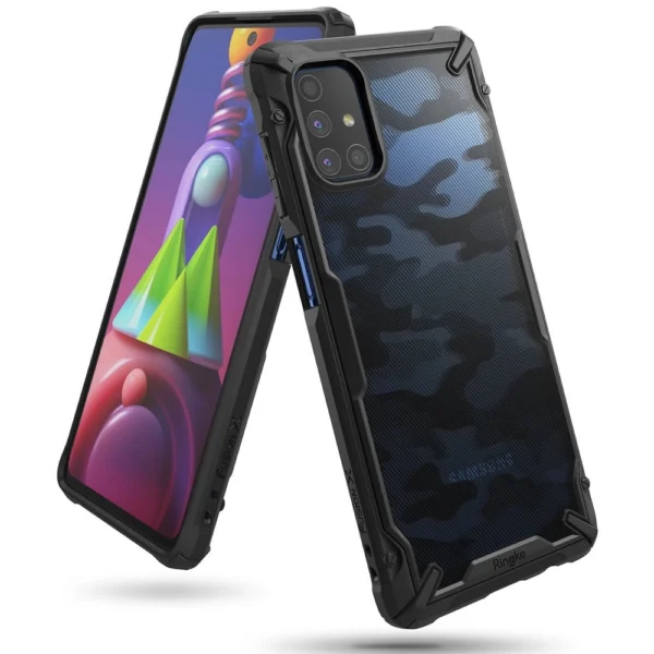 Ringke Fusion X Design durable PC Case with TPU Bumper for Samsung Galaxy M51 Camo Black (XDSG0043)eng