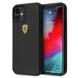 Ferrari FERCAHCP12SBK iPhone 12 mini 5.4" black/black hardcase On Track Real Carboneng