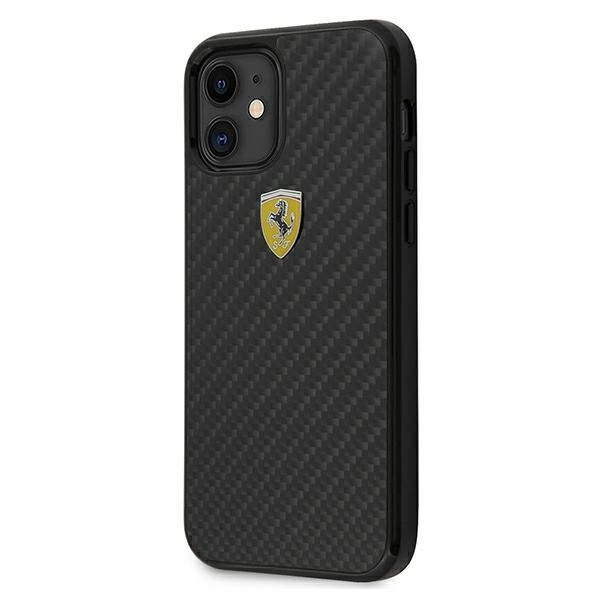 Ferrari FERCAHCP12SBK iPhone 12 mini 5.4" black/black hardcase On Track Real Carboneng