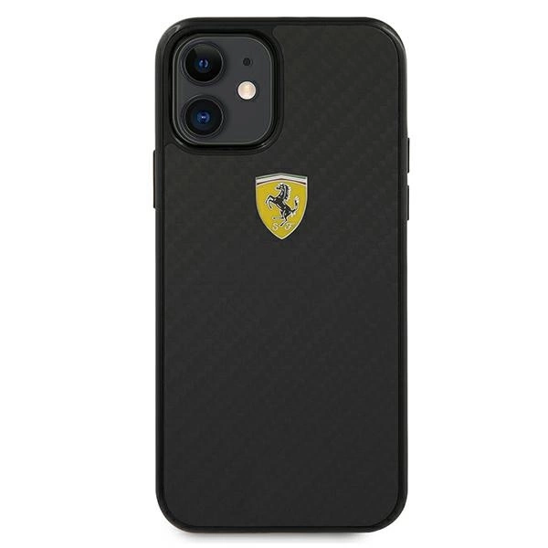 Ferrari FERCAHCP12SBK iPhone 12 mini 5.4" black/black hardcase On Track Real Carboneng