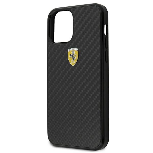 Ferrari FERCAHCP12SBK iPhone 12 mini 5.4" black/black hardcase On Track Real Carboneng