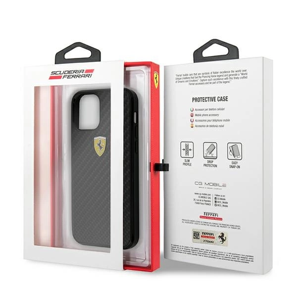 Ferrari FERCAHCP12SBK iPhone 12 mini 5.4" black/black hardcase On Track Real Carboneng